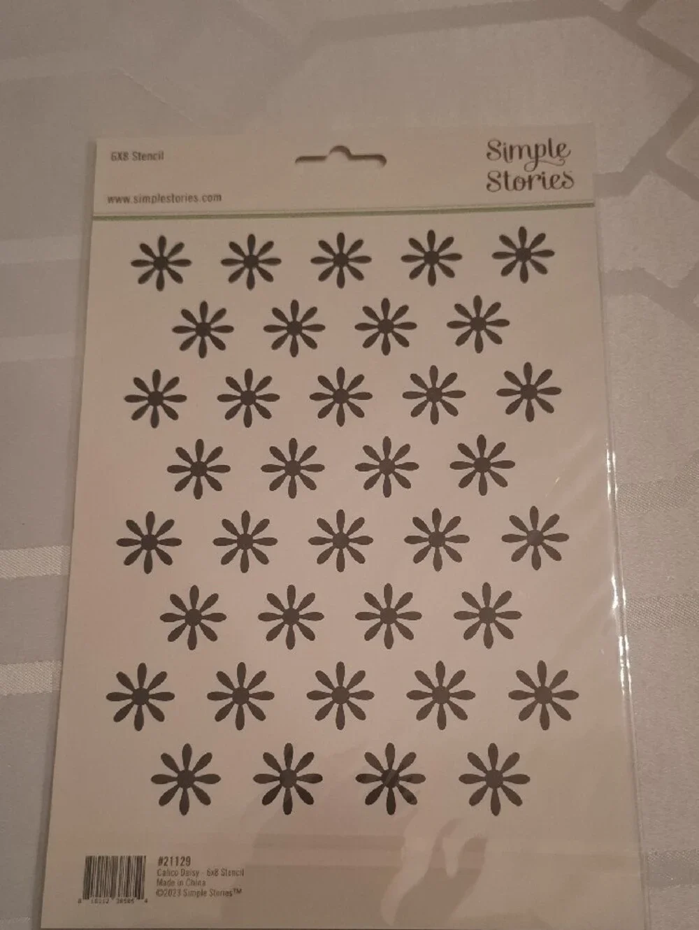 Calico Daisy Stencil  By Simple Stories- White Daisy Pattern Stencil